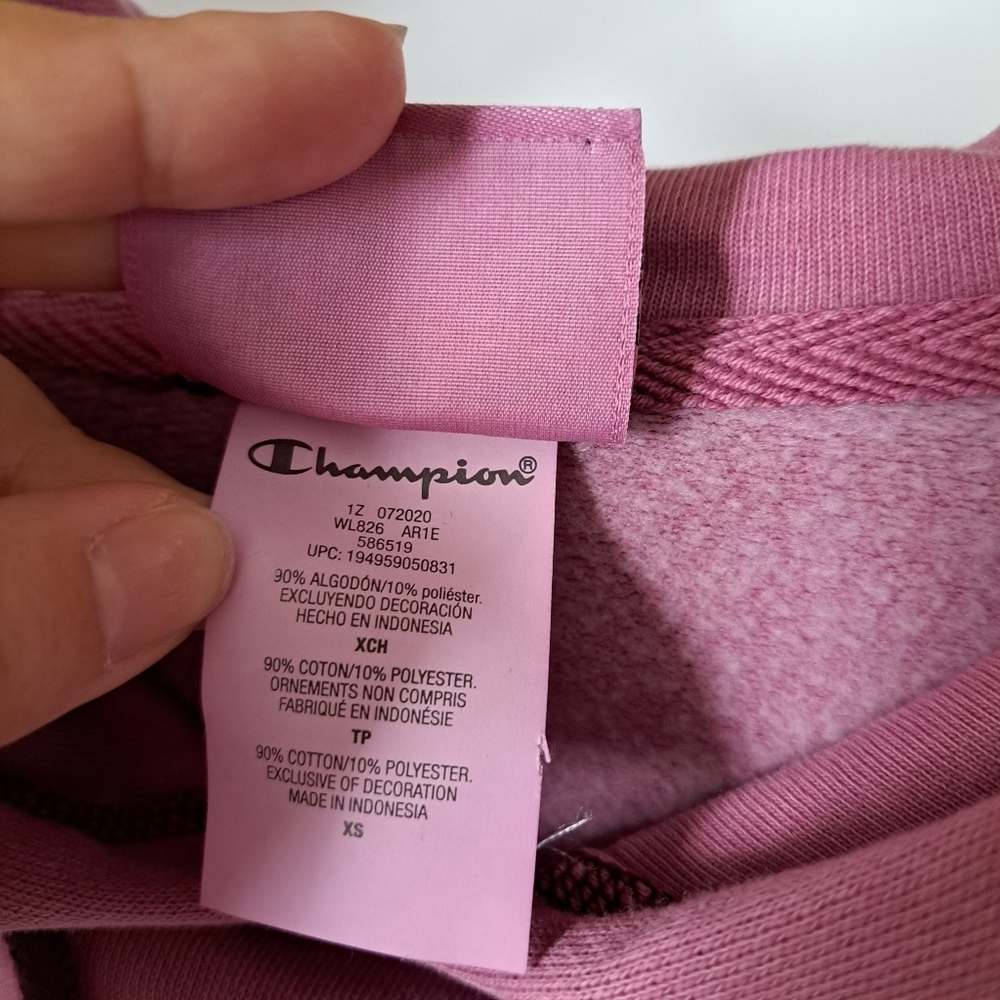 Champion | Pink acid wash texture logo pull over hoodie - Picture 8 of 10